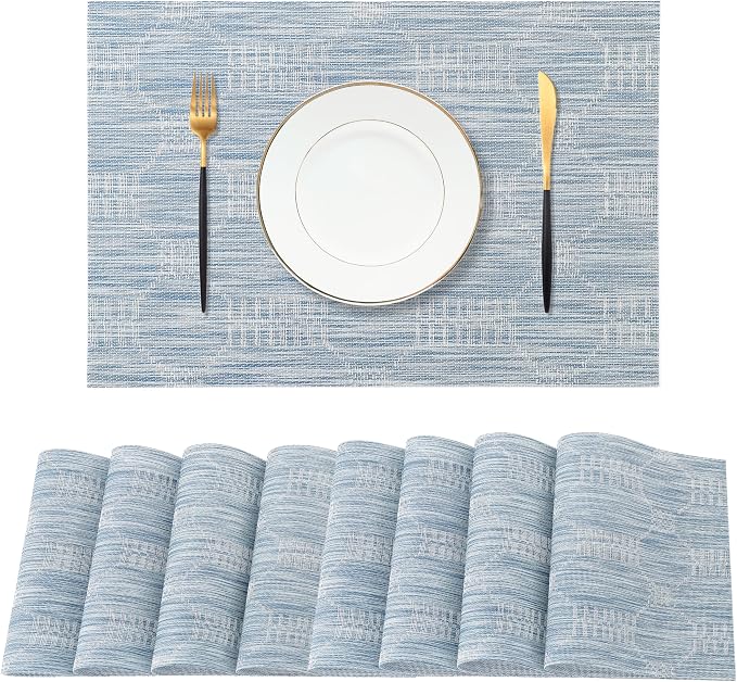 Leetaltree Jacquard Blue Placemats Set of 8 by Leetaltree-ArtatEveryTable
