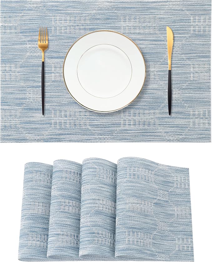 Leetaltree Jacquard Blue Placemats Set of 4 by Leetaltree-ArtatEveryTable