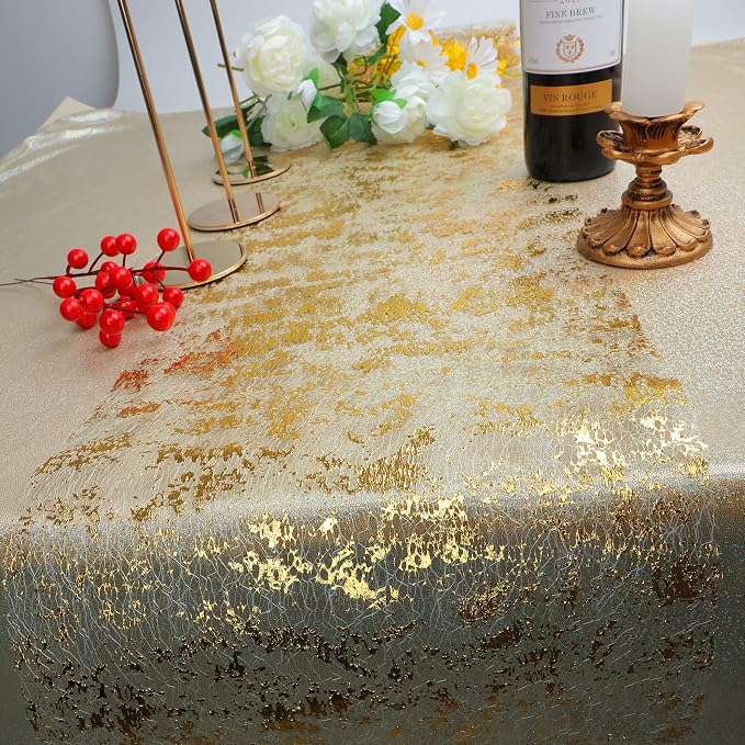 Snowkingdom Glitter Metallic Gold Table Runner 11 Inch x 49 Feet Roll Thin Mesh - Image 4