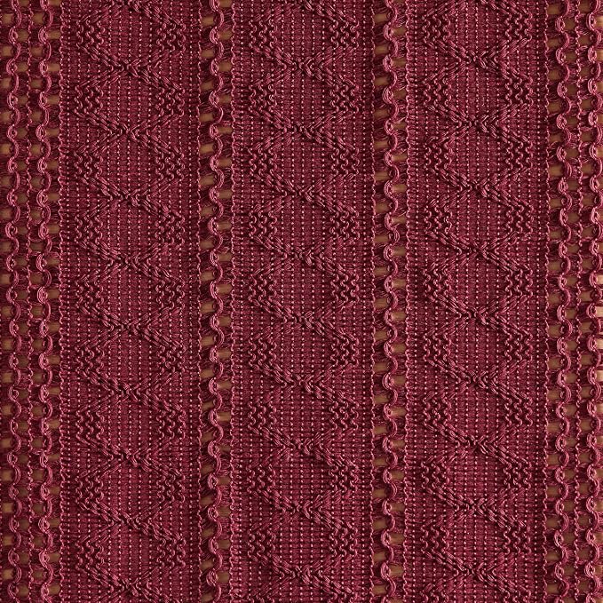 Macrame Style Boho Table Runner, 12x72 Inch Burgundy | Woven Boho Table Runner - Image 6