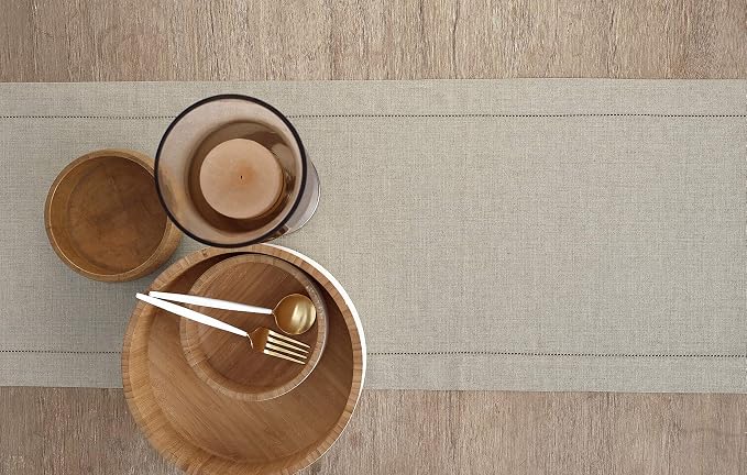 Solino Home 100% Pure Linen Dining Table Runner Natural Woven, 14 x 90 in | - Image 3