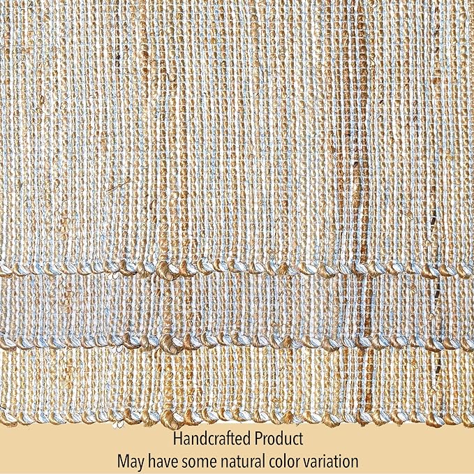 Natural Jute Table Runner, 13x72 Inch | Sky Blue-White, Vintage Boho Rustic - Image 7