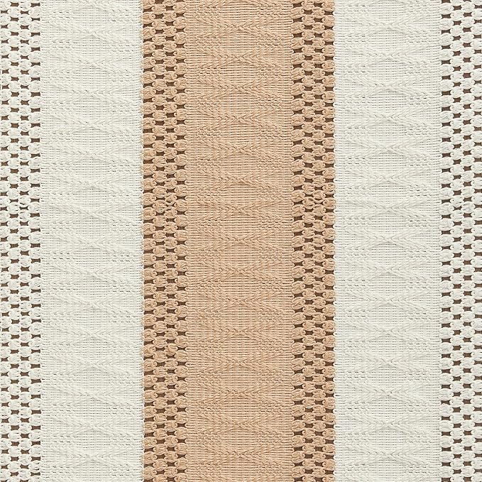 Macrame Style Bicolor Stitching Table Runner 14x36in Beige | Woven Boho Table - Image 6