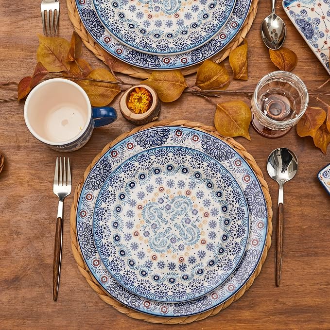 Bico Blue Talavera Salad Plates Set of 4, 8.75 Inch Ceramic Dessert Plates - Image 7