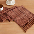 Macrame Style Boho Table Runner, 12x90 Inch Terracotta | Woven Boho Table Runner by ZEEMARTONLINE
