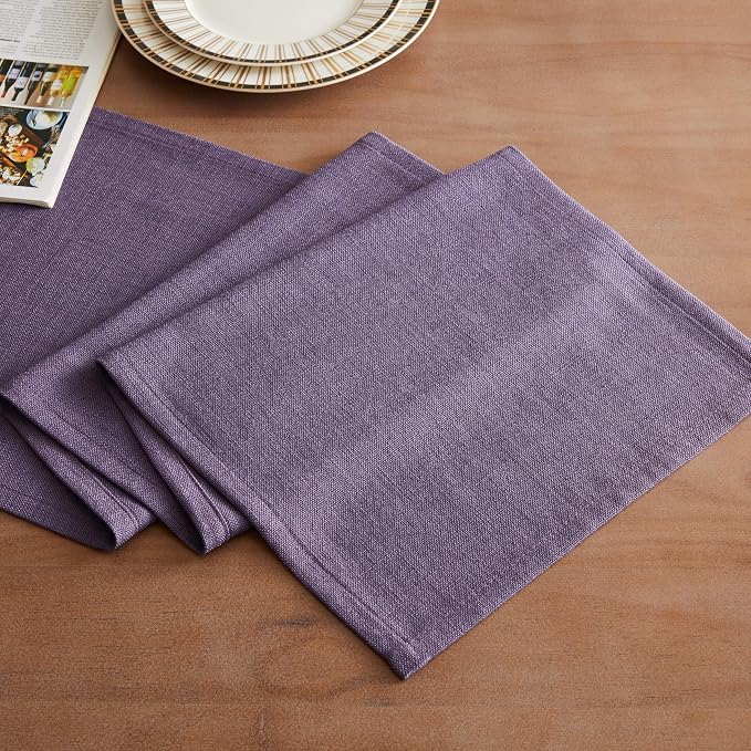 Rustic Cotton Linen Table Runner, 13x108 Inches Purple | Farmhouse Style Linen - Image 2