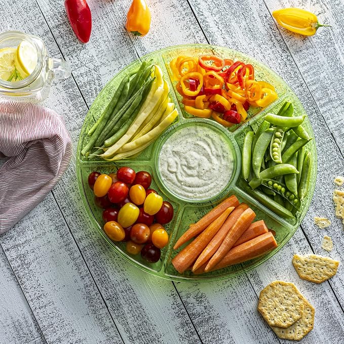 Plasticpro 6 Sectional Round Plastic Serving Tray/Platter - Image 2