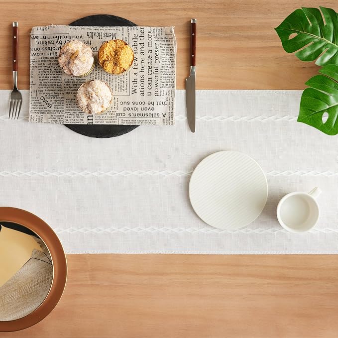 Braided Farmhouse Table Runner, Braided White 13x108 Inch, Cotton Linen Table - Image 4