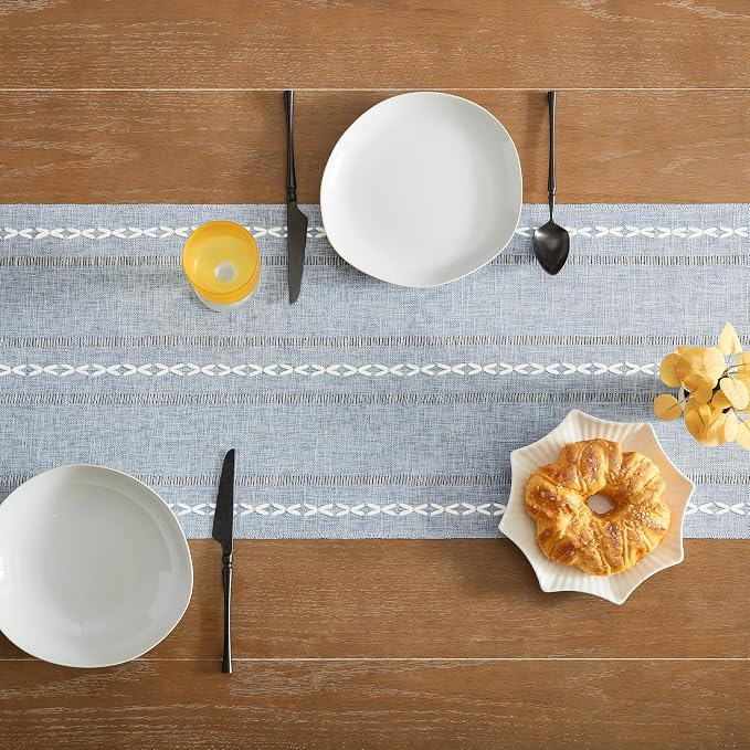 Hemstitched Farmhouse Table Runner, Cotton Linen Table Runners 90 Inches Long - Image 4