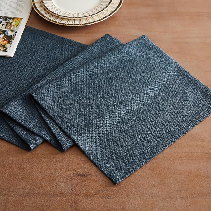 Rustic Cotton Linen Table Runner, 13x60 Inches Navy | Farmhouse Style Linen - Image 2