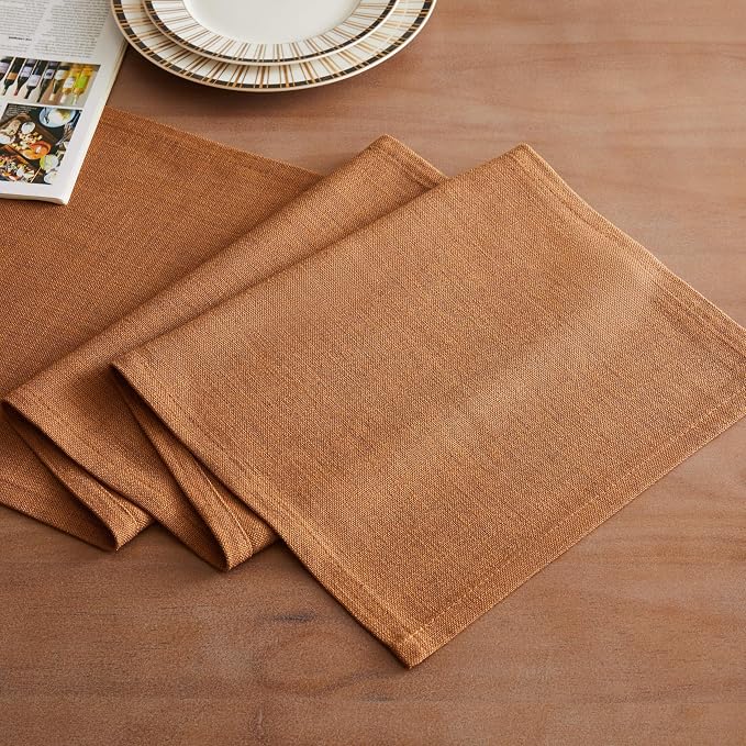 Rustic Cotton Linen Table Runner, 13x60 Inches Caramel | Farmhouse Style Linen - Image 2