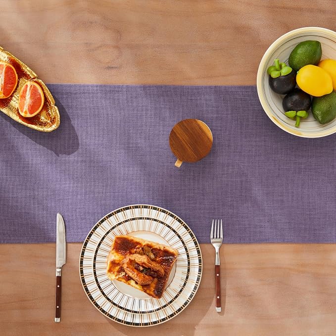 Rustic Cotton Linen Table Runner, 13x108 Inches Purple | Farmhouse Style Linen - Image 5