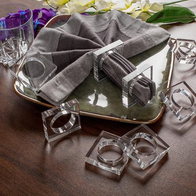 Acrylic Square Napkin Rings, 2.25x2.25x0.5 in each, glossy scratch-resistant - Image 8