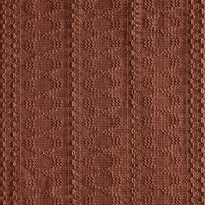 Macrame Style Boho Table Runner, 12x36 Inch Terracotta | Woven Boho Table Runner - Image 6