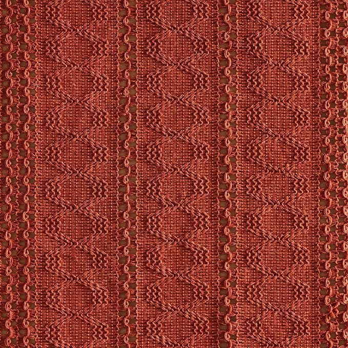 Macrame Style Boho Table Runner, 12x48 Inch Rust | Woven Boho Table Runner - Image 6