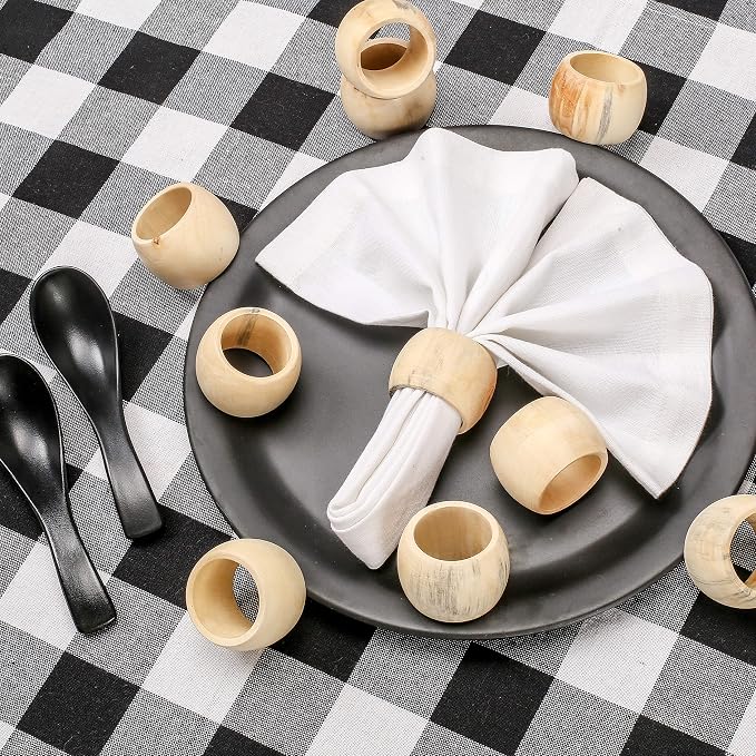 Wooden Napkin Rings Set of 12, Boho | Natural wood, handcrafted, rustic - Image 2