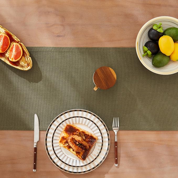 Rustic Cotton Linen Table Runner, 13x60 Inches Olive | Farmhouse Style Linen - Image 5