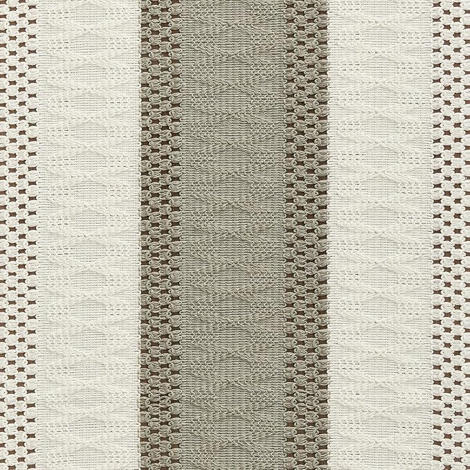Macrame Style Bicolor Stitching Table Runner 14x108in Dark Sage | Woven Boho - Image 6