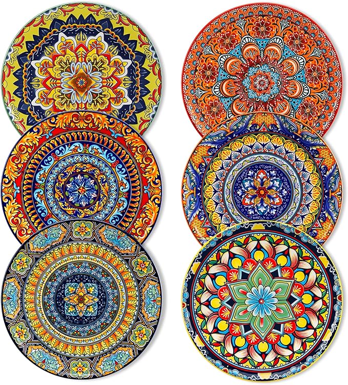 vancasso Colorful Dessert Plates Set of 6, 8.5 Inch Ceramic Salad Plates | Boho by vancasso