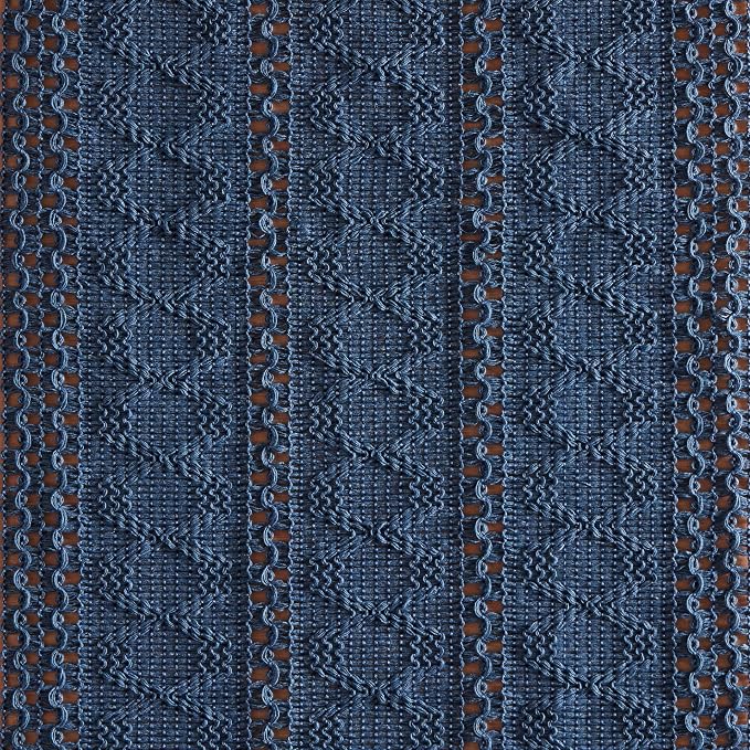 Macrame Style Boho Table Runner, 12x36 Inch Dusty Blue | Woven Boho Table Runner - Image 6