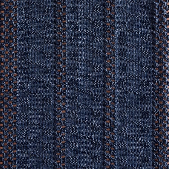 Macrame Style Boho Table Runner, 12x60 Inch Navy Blue | Woven Boho Table Runner - Image 6