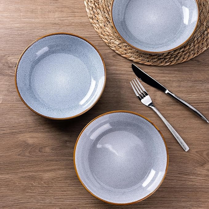 AmorArc 8.5'' Large Ceramic Pasta Bowls Set, 36oz Stoneware Bowls Set of 4 - Image 3