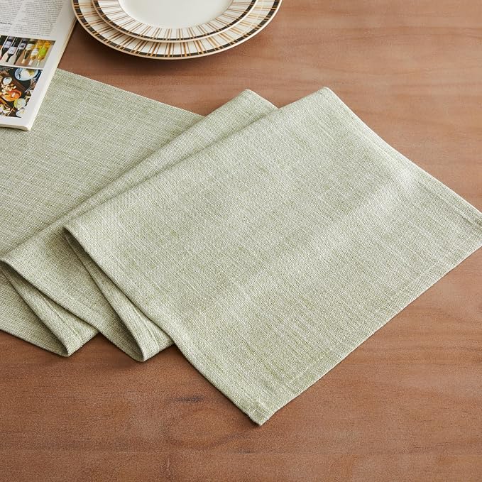 Rustic Cotton Linen Table Runner, 13x90 Inches Green | Farmhouse Style Linen - Image 2