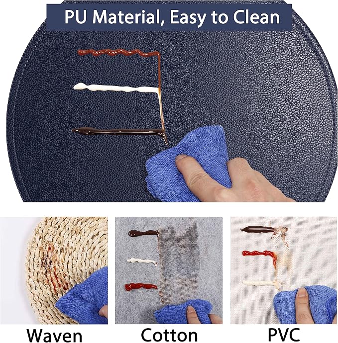 Set of 6 Faux Leather Round Placemats and Coasters, Coffee Mats Kitchen Table - Image 4