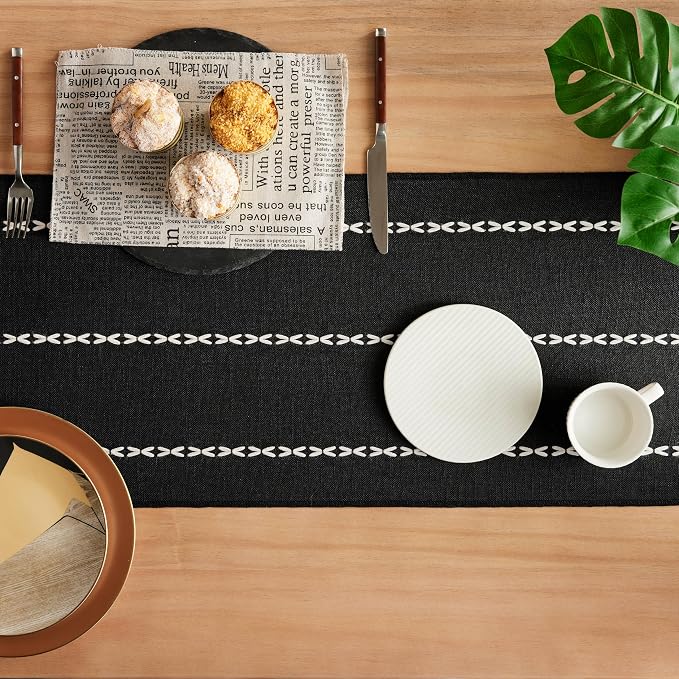 Braided Farmhouse Table Runner, Braided Black 13x48 Inch, Cotton Linen Table - Image 4