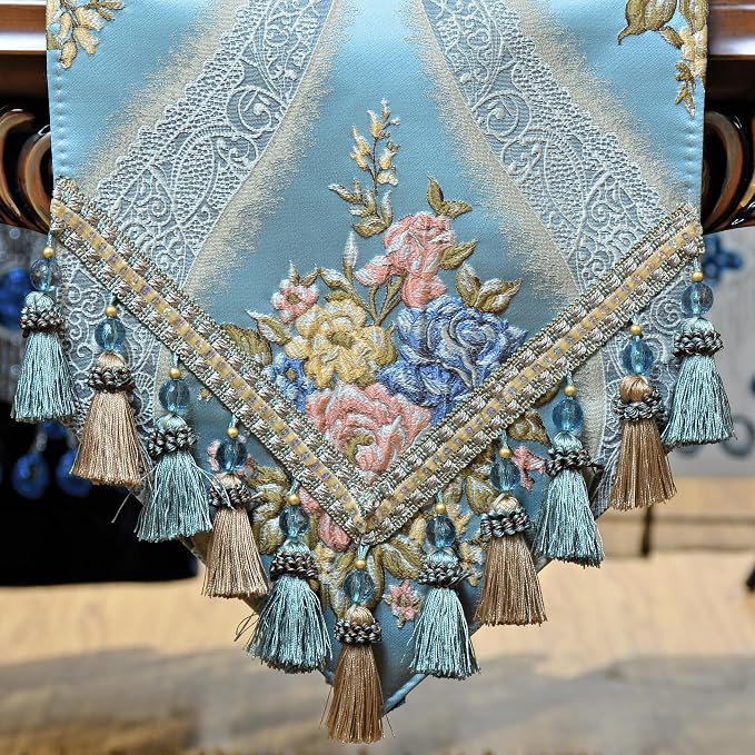 Extra Luxury Velvet Blue Table Runner 120 Inches Long - Image 7