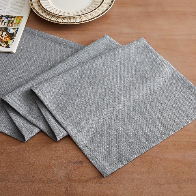 Rustic Cotton Linen Table Runner, 13x60 Inches Blue Ashes | Farmhouse Style - Image 2