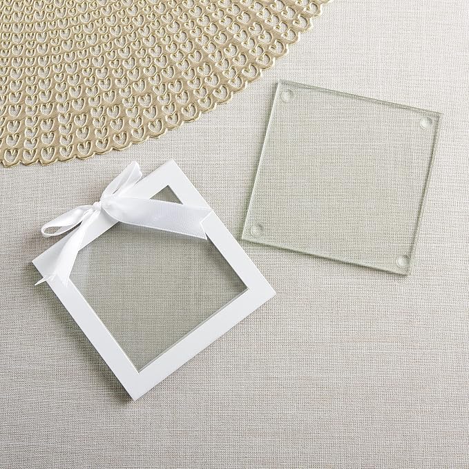 Kate Aspen Clear Glass Drink Coasters Set of 12 - Image 5