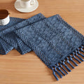 Macrame Style Boho Table Runner, 12x90 Inch Dusty Blue | Woven Boho Table Runner by ZEEMARTONLINE