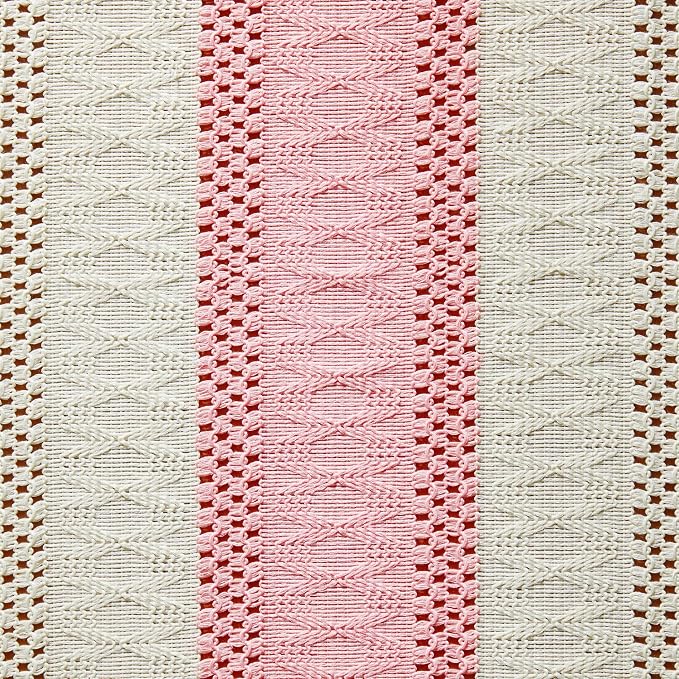 Macrame Style Bicolor Stitching Table Runner 14x90in Light Pink | Woven Boho - Image 6
