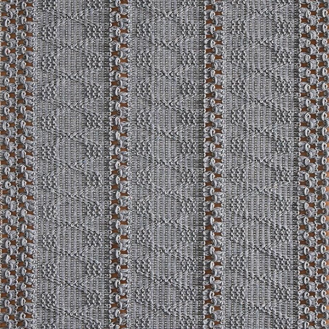 Macrame Style Boho Table Runner, 12x108 Inch Light Blue Grey | Woven Boho Table - Image 6