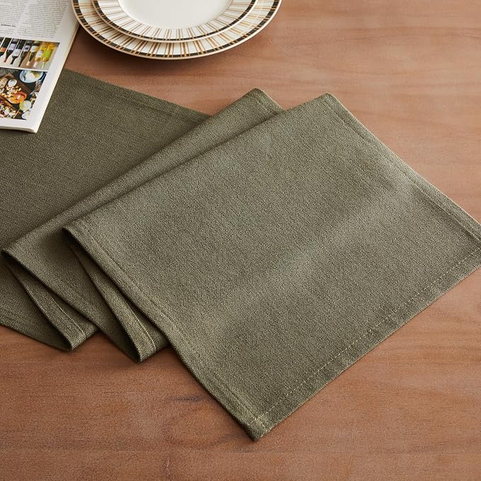 Rustic Cotton Linen Table Runner, 13x60 Inches Olive | Farmhouse Style Linen - Image 2