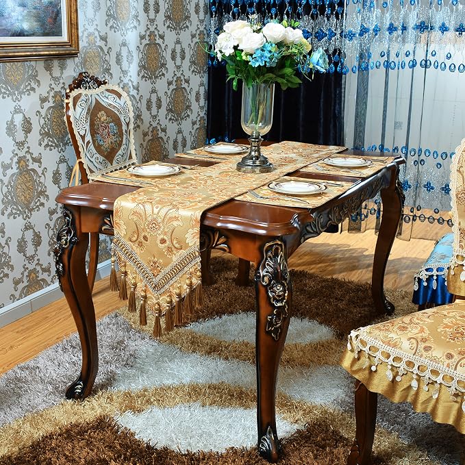 Luxury Velvet Gold Table Runner 95 Inches Long - Image 2