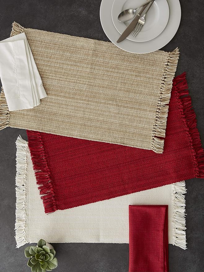 DII Variegated Tabletop Collection, Placemat Set3x19, Tango Red, 6 Piece - Image 3