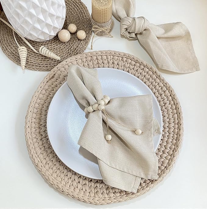 Handmade Napkin Ring with Wood Beads & Jute Twine - Image 5