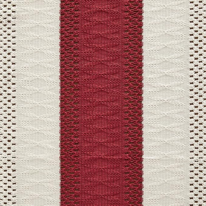 Macrame Style Bicolor Stitching Table Runner 14x90in Red | Woven Boho Table - Image 6