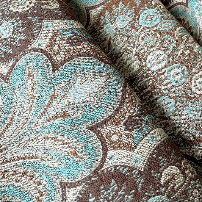 Elegant Table Runner 120" Brown Floral Baroque Medallion - Image 4